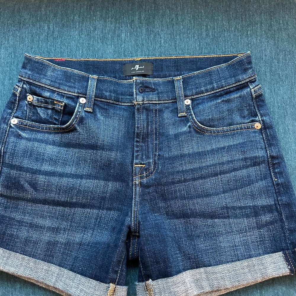 7 For All Mankind Dark Blue Jean Shorts